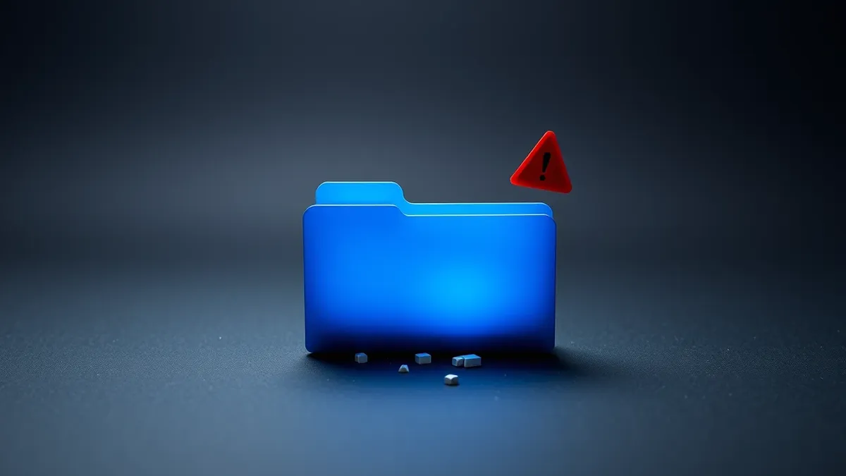 Illustration: A glowing blue folder icon sits exposed on a minimalist digital desktop background.